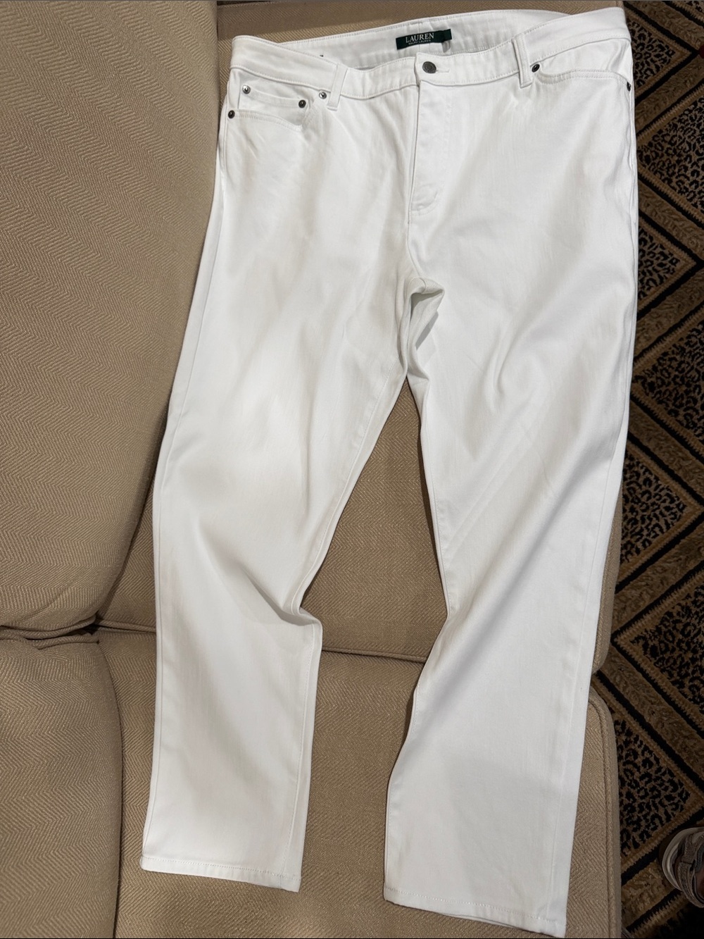 Women’s Lauren White Straight-Leg Jeans Size 16 excellent condition